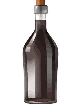 A bottle of wine with a cork on top png