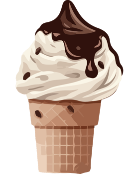 Ice cream cone with chocolate sauce png