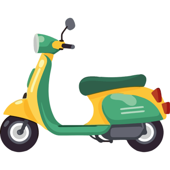 yellow motor scooter adventure icon isolated png
