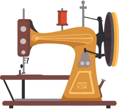 A sewing machine with a spool of thread png