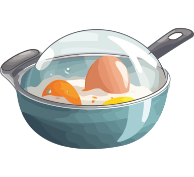 Eggs in a pan with a spatula png
