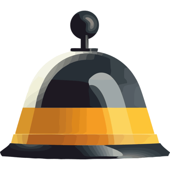A bell with a yellow stripe icon isolated png