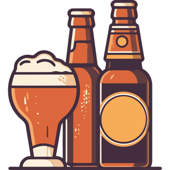 Beer bottle and glass icon png