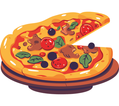 Baked pizza slice with salami icon isolated png