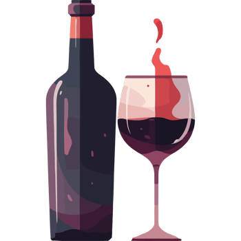 A bottle of wine and a glass of red wine png