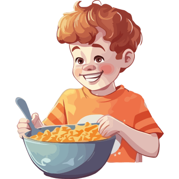 A boy eating pasta in a bowl png