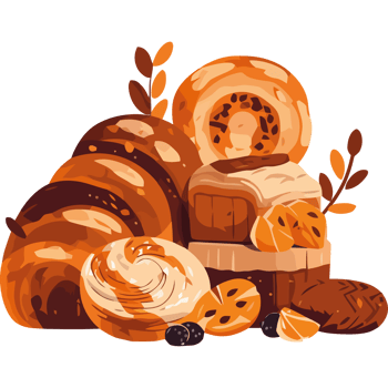 illustration of bread and pastries png