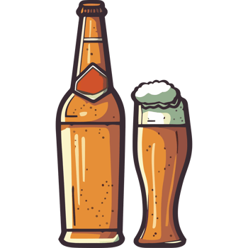 Beer bottle and glass illustration png