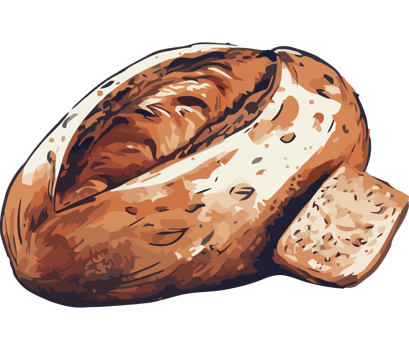 Fresh organic bread sketch, gourmet snack icon isolated png
