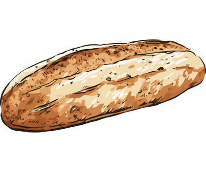 Hand drawn sketch of fresh baguette icon isolated png