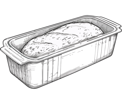 Bread loaf in a plastic container png