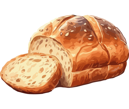 Freshly baked bread, a delicious meal icon isolated png
