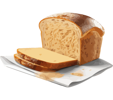 Freshly baked bread, a gourmet meal slice icon isolated png