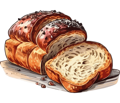 Freshly baked bread for lunch icon isolated png