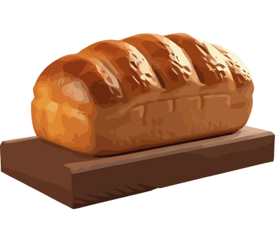 Bread on a wooden board icon isolated png