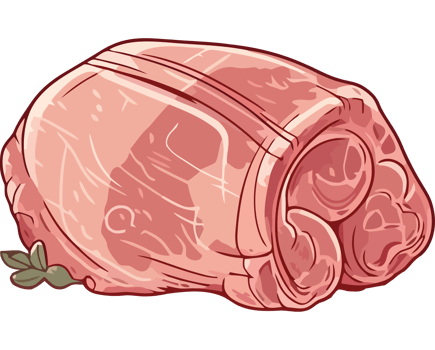 A cartoon of a raw meat on a black background png