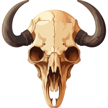 Horned bull skull, symbol of death design icon isolated png