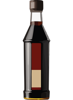 A bottle of syrup with a brown lid png