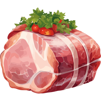A piece of meat with tomatoes and herbs png