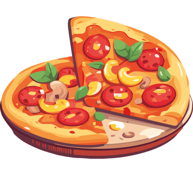 Pizza slice with mushrooms and tomatoes on a plate png