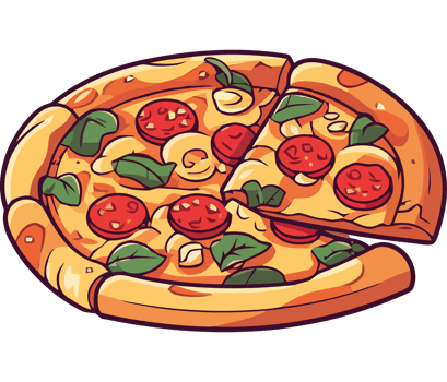 Freshly baked pizza with mozzarella and salami icon isolated png