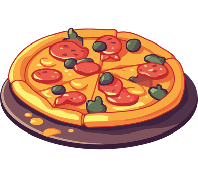 Pizza icon with olives and cheese png