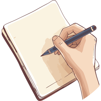 Hand writing on a notebook with a pen png