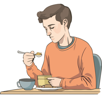 A man eating cereal with a spoon png