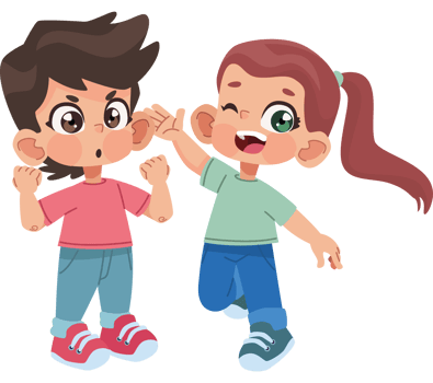 Cartoon boy and girl talking to each other png