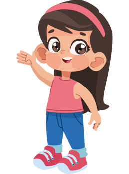 Cartoon girl waving her hand png