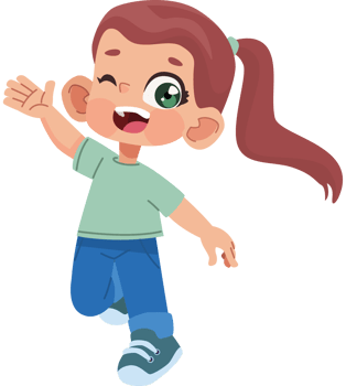 A cartoon girl waving her hand png