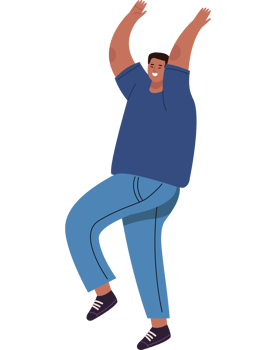 A man is jumping up and down with his arms up png