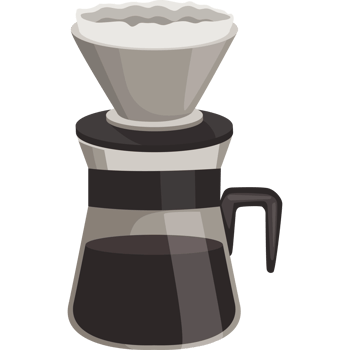 A coffee maker with a coffee filter png