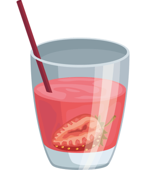 A strawberry drink with a straw in it png