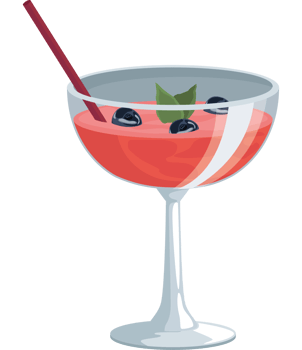 A cocktail with a straw and a garnish png