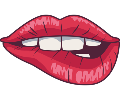 A cartoon red lips with teeth png