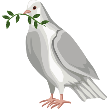 A white dove with a green branch in its mouth png