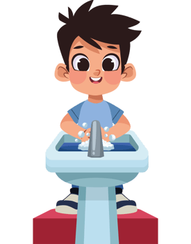 Boy washing his hands in the sink png
