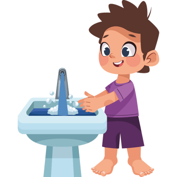 Boy washing his hands in the sink png