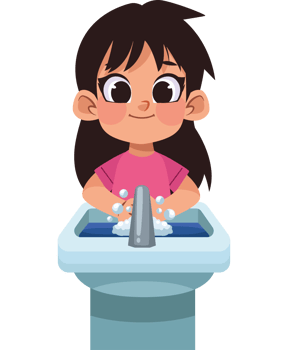 A girl washing her hands in the sink png