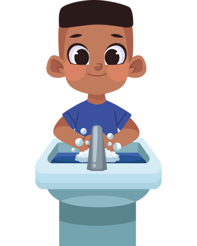 A boy washing his hands in the sink png