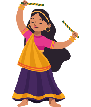 Indian girl dancing with a stick png