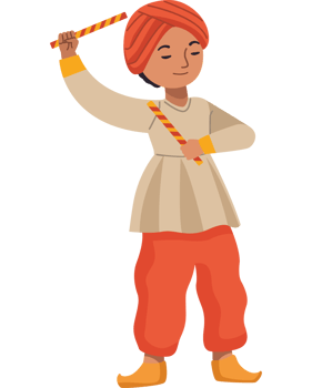 Indian man holding a stick png