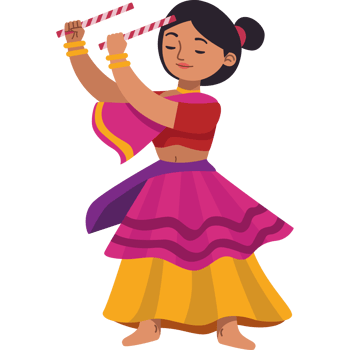 Indian girl dancing with a stick png