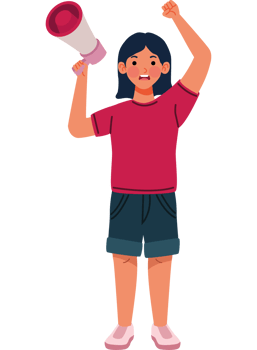 A girl holding a megaphone png