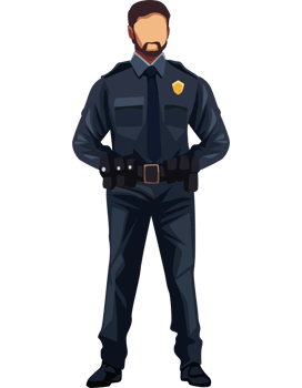 Police officer standing with his hands on his hips png