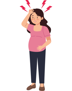 A pregnant woman with lightning coming from her head png