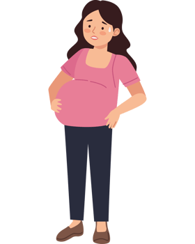 Pregnant woman in pink shirt and black pants png