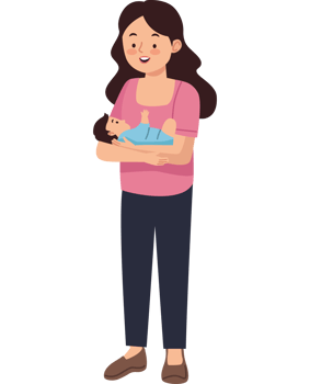 A woman holding a baby in her arms png