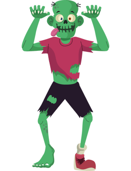 Cartoon zombie with hands up and arms out png